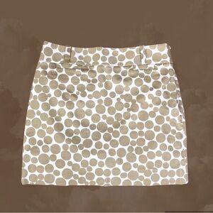 Like New J. Crew White & Taupe Polka Dot Mini Skirt Size 2